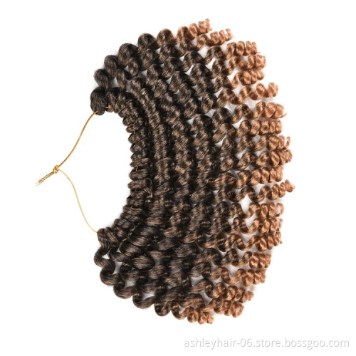 Hot Selling Synthetic Hair 8Inch 85G Pre-looped Jumpy Wand Curl Jamaican Bounce Crochet Braid Hair Twist